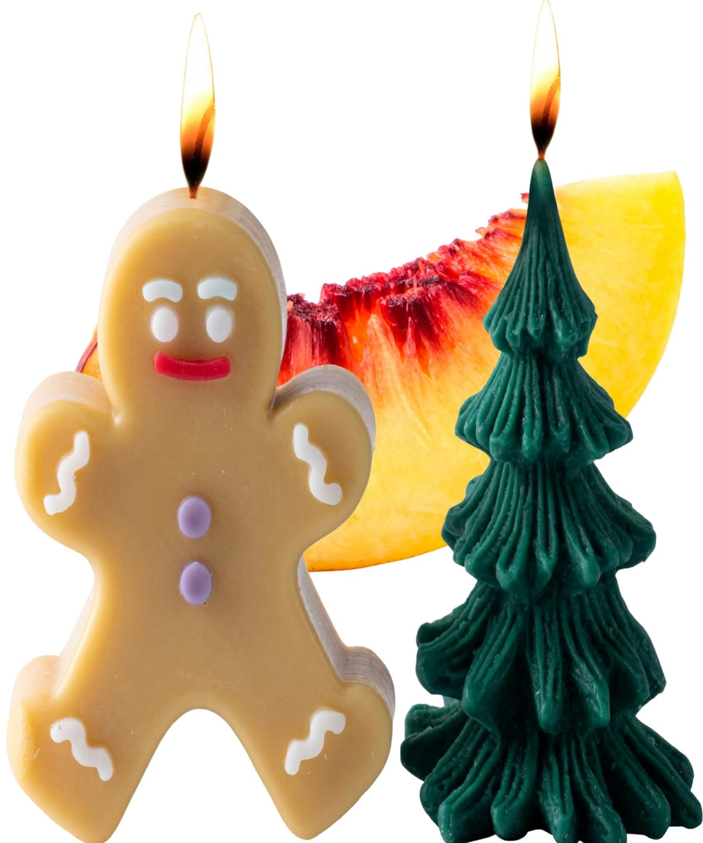 MAGOKORO gingerbread-man candle front view for cozy holiday baking vibes
