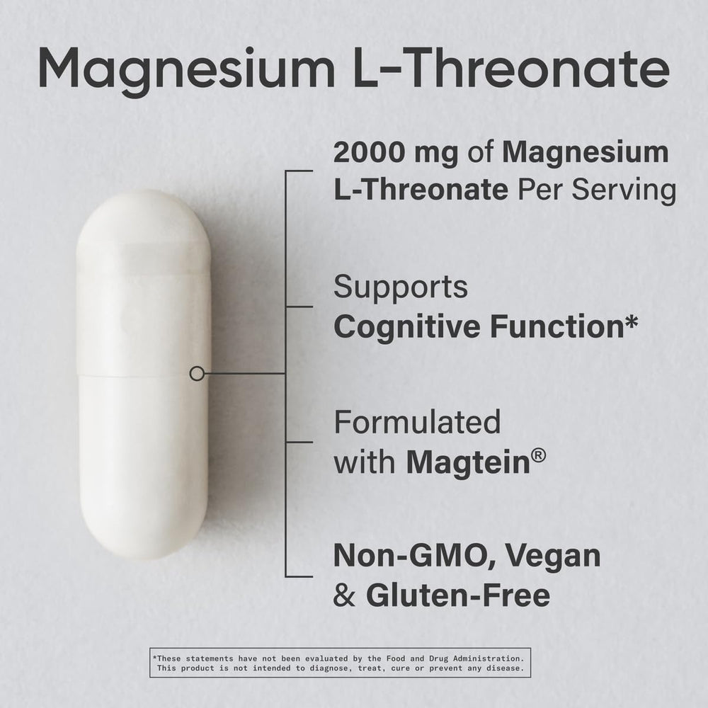 Close-up of Magtein label on magnesium L-Threonate capsules