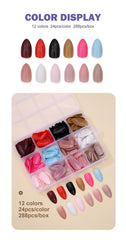 Maigitur almond press-on nails kit for quick at-home manicures.