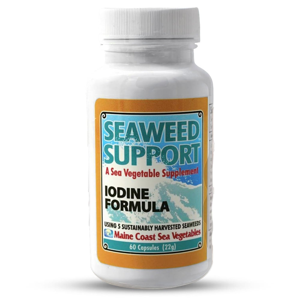 Front view of Maine Coast Sea Vegetables Seaweed Support Iodine Formula bottle with 60 capsules