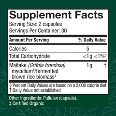 Front label of Maitake Capsules packaging emphasizing immune support.