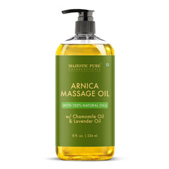 Majestic Pure Arnica Massage Oil bottle with 8 oz label