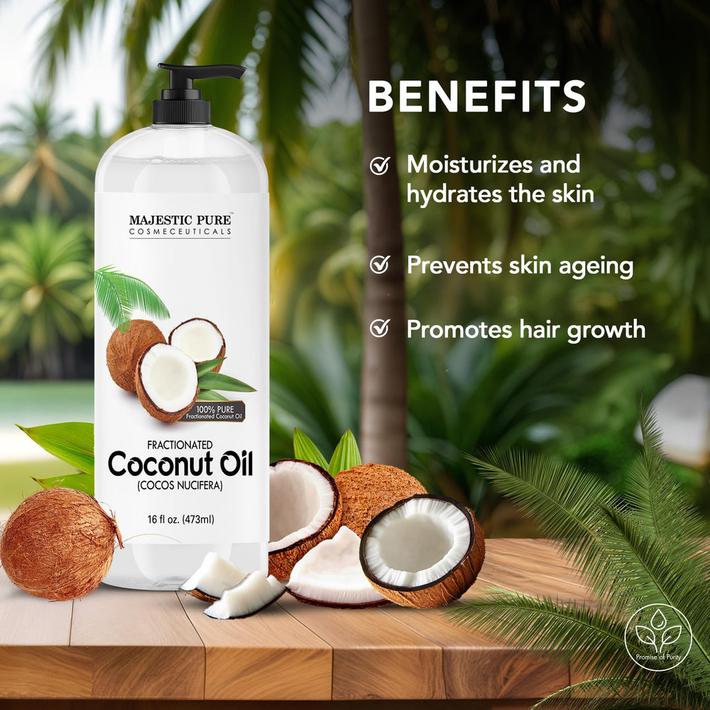 Close-up texture of Majestic Pure Fractionated Coconut Oil