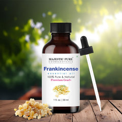 Amber glass bottle with glass dropper for Majestic Pure Frankincense Essential Oil