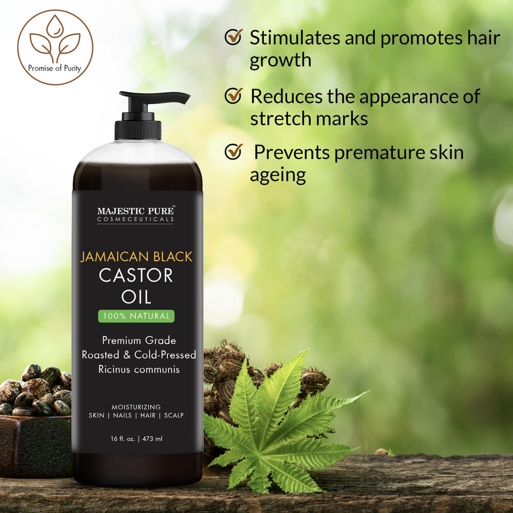 Cold-pressed pure Jamaican Black Castor Oil concept
