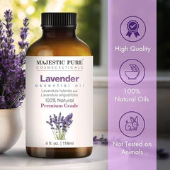 Close-up of glass dropper with lavender oil