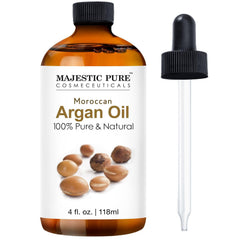 Majestic Pure Moroccan Argan Oil in amber glass bottle (4 oz)