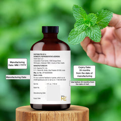 High-quality amber glass bottle of peppermint oil with dropper