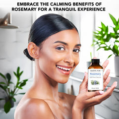 Removable dropper cap on rosemary essential oil bottle