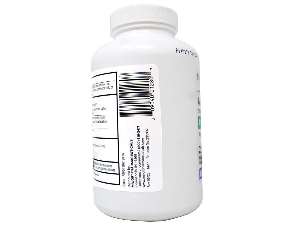 Major Allergy Tablets bottle with a user ensuring quick access during sniffles