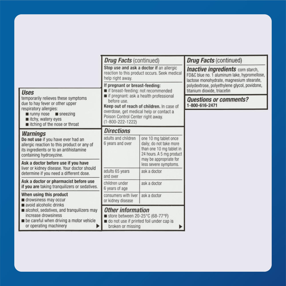 MAJOR cetirizine packaging suited for indoor and outdoor use.