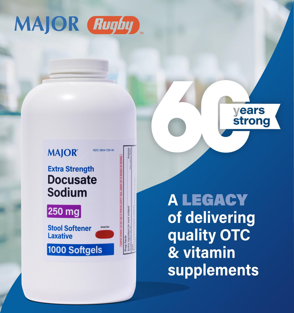 Display of the Major Docusate Sodium 1000-count bottle