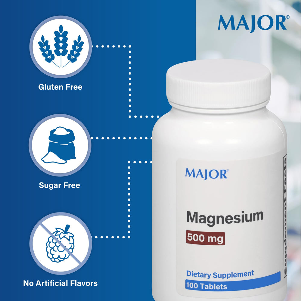 Close-up of a single 500mg magnesium oxide tablet