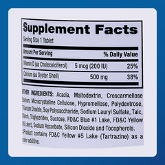 Vitamin D3 information: 5 mcg (200 IU) per serving