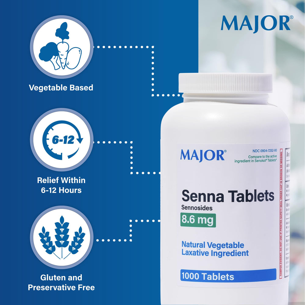 MAJOR Senna 8.6 mg tablets dosage label for bedtime use