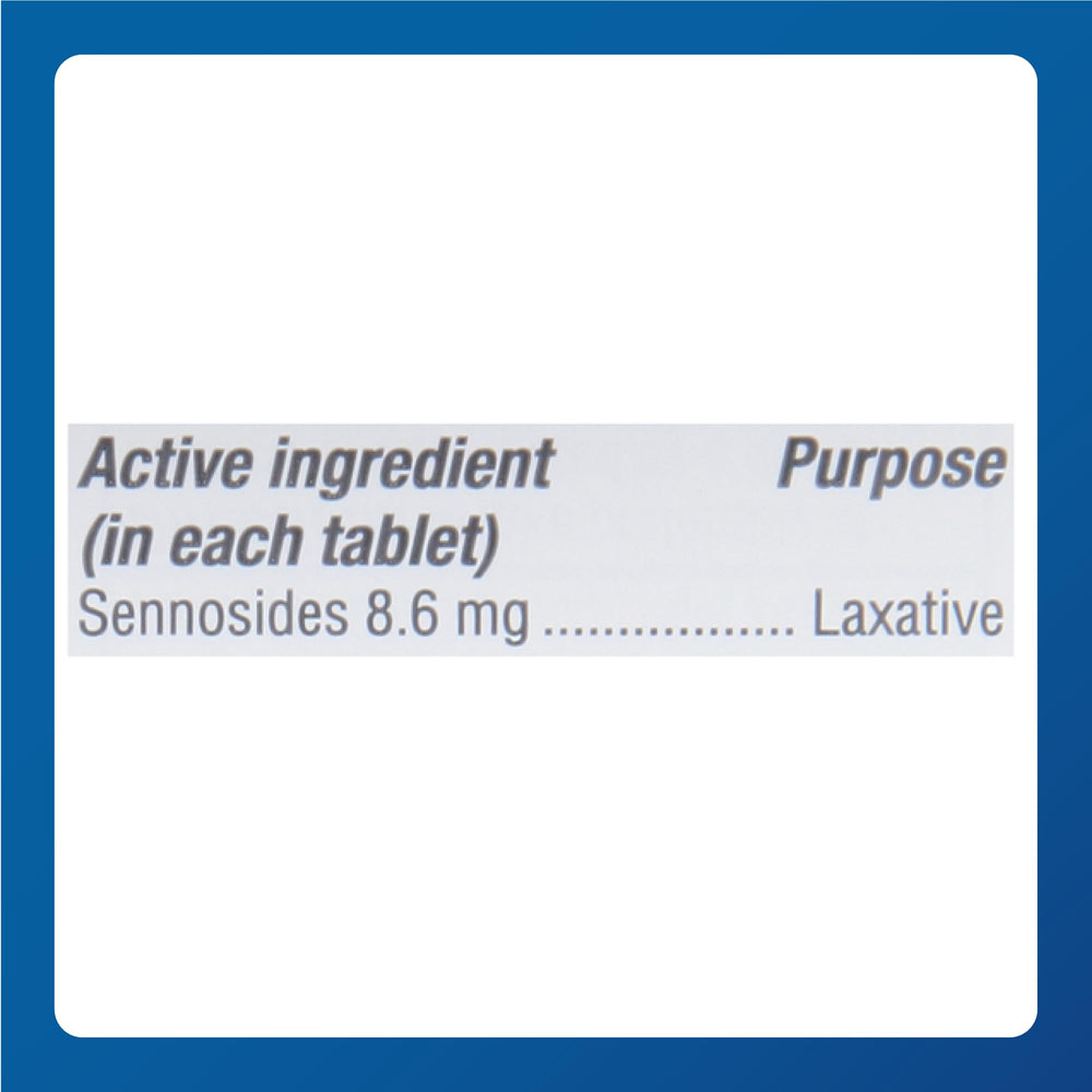 MAJOR Senna 8.6 mg tablets ingredients highlight sennosides as natural vegetable laxative.