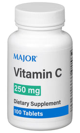 Bottle label for MAJOR Vitamin C 250 mg dietary supplement