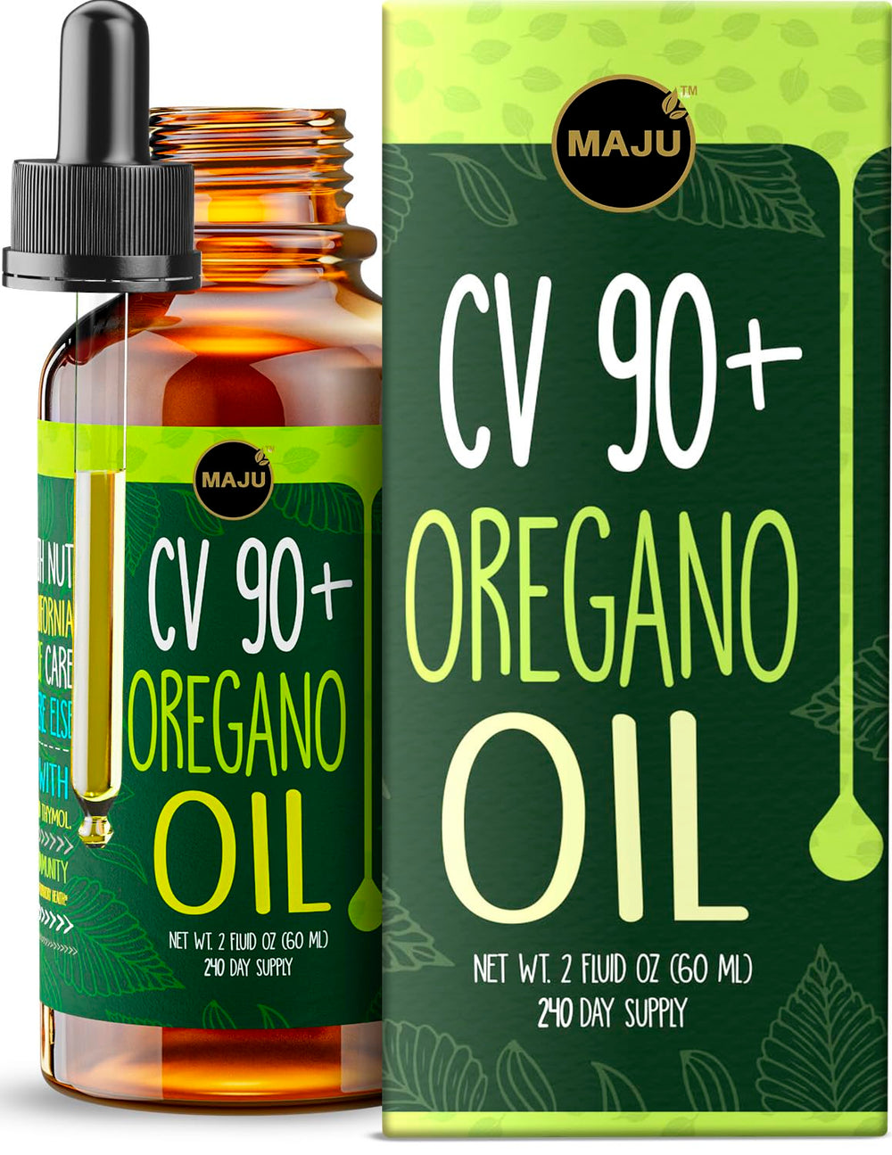 MAJU Oregano Oil Drops bottle – 2 fl oz label