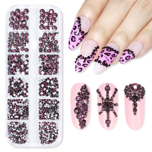 Makartt dark purple rhinestones 1.5mm flatback add subtle nail sparkle.