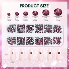 Makartt dark purple rhinestones 3mm flatback bold accents for nails.