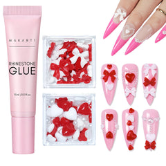 Makartt Nail Charm Glue Kit with 15 ml rhinestone glue for precise adhesion