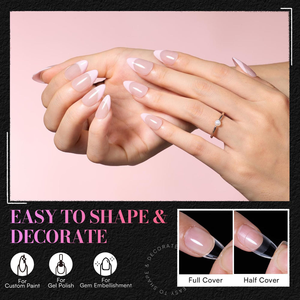 Makartt tips compatible with gel, acrylic, and dip powders for versatile use.
