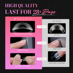 Makartt soft-gel nail tips offer secure adhesion with comfortable wear.