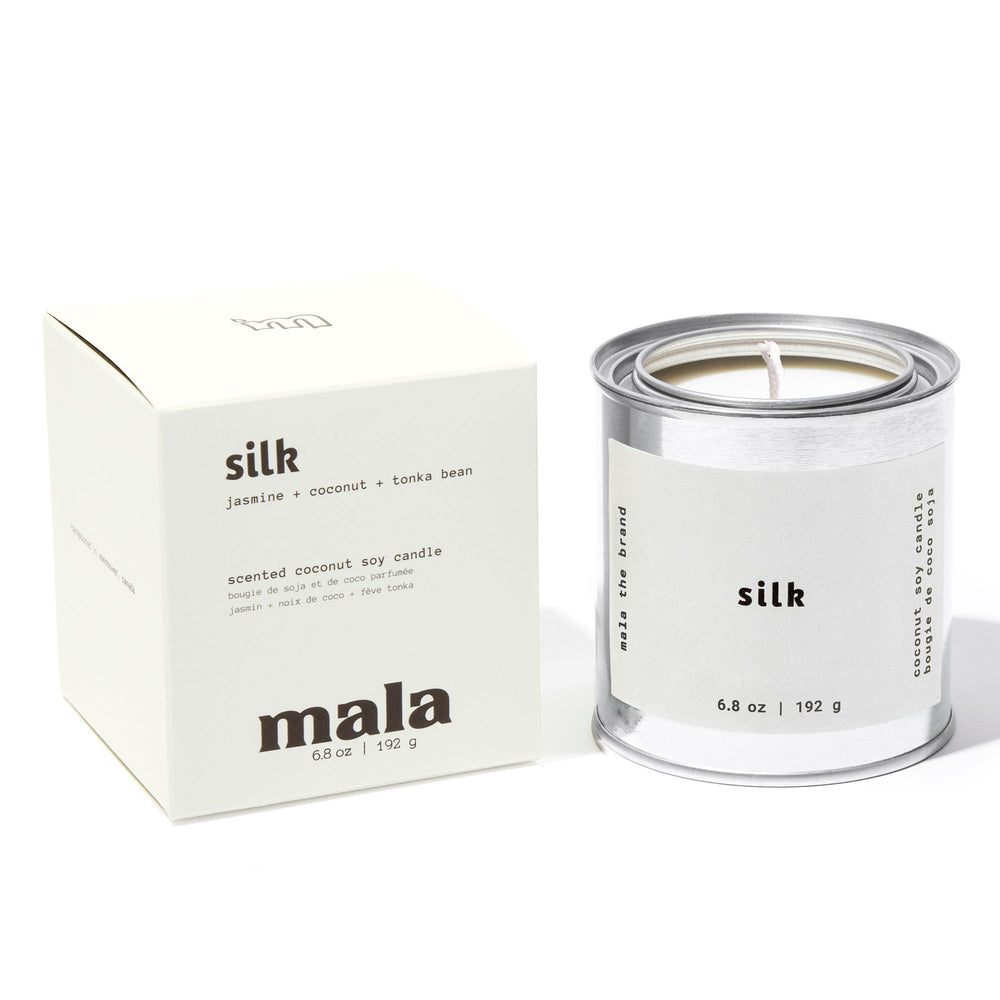 6.8 oz MALA scented candle in glass jar with Tonka Bean Jasmine & Coconut fragrance