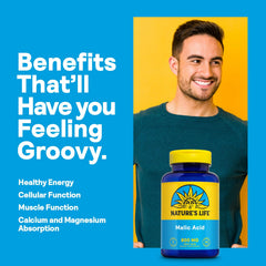 Graphic showing energy support benefits of malic acid