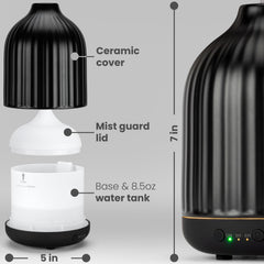 MALMØ Ceramic Diffuser 250ml black angled side view
