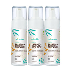Three 5.5 fl oz bottles in a 3-pack of Soothe Me Shampoo & Body Wash