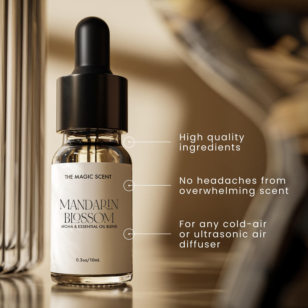 Mandarin Blossom diffuser oil packaging and bottle