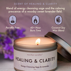 Lavender and sage candle aroma ambiance in a cozy room