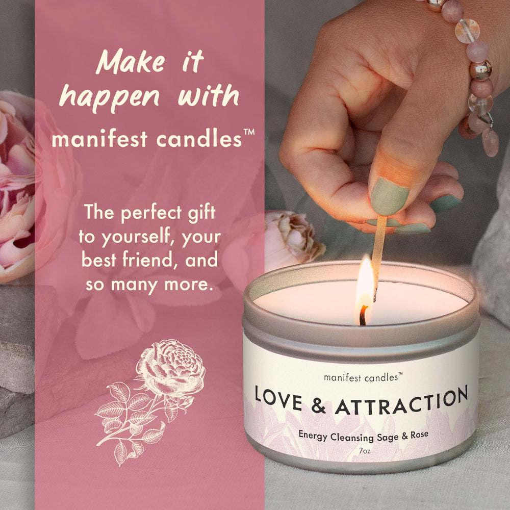Close-up of sage and rose scented candle with long burn time