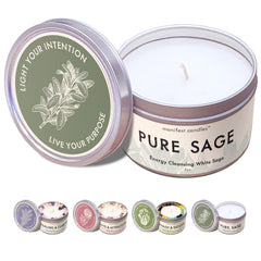 7oz White Sage Candle by Manifest Candles for cleansing negative energy