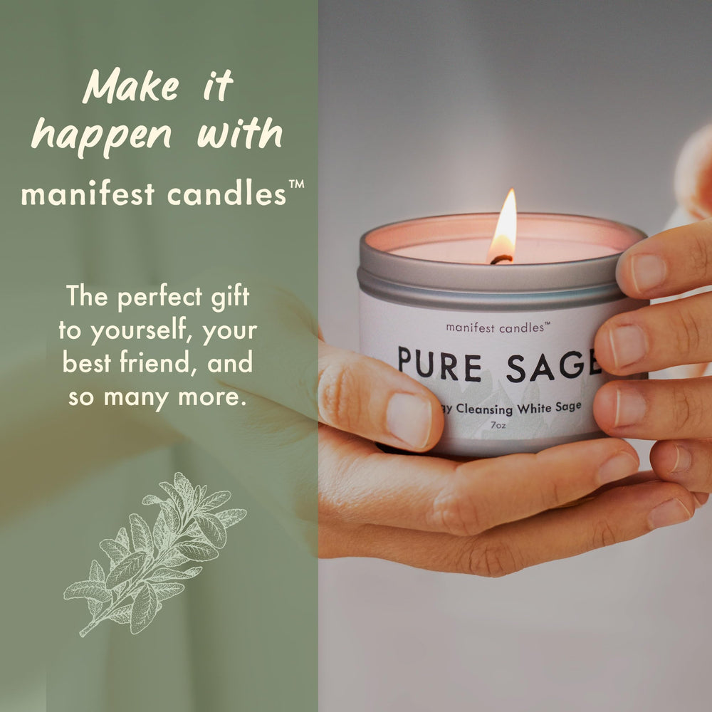Close-up of 7oz White Sage Candle with calming sage aroma