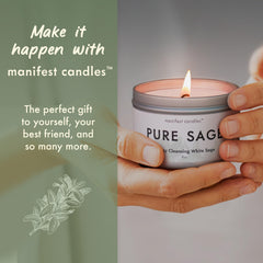 Close-up of 7oz White Sage Candle with calming sage aroma