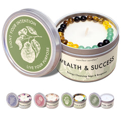 Hero image of Manifest Sage & Bergamot Money Candle with Wealth & Success Bracelet