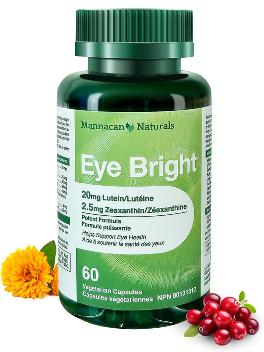 Bottle of MANNACAN NATURALS Lutein & Zeaxanthin Supplements - 60 capsules