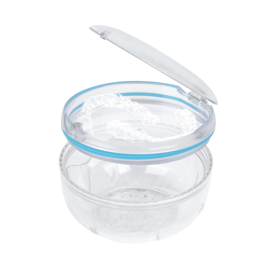 Transparent Maoerdental retainer cleaner case with double-layer leak-proof design