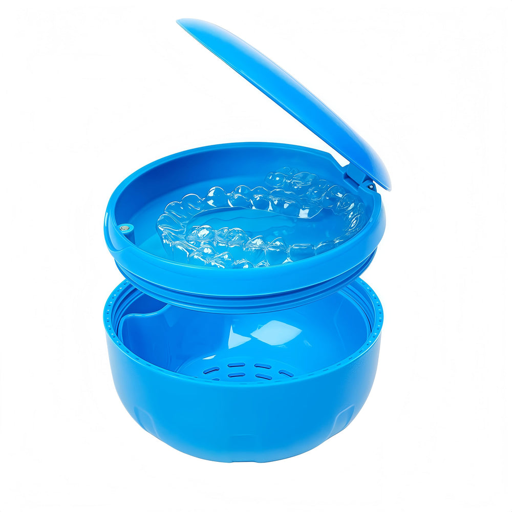 Blue Maoerdental retainer cleaner case - front view
