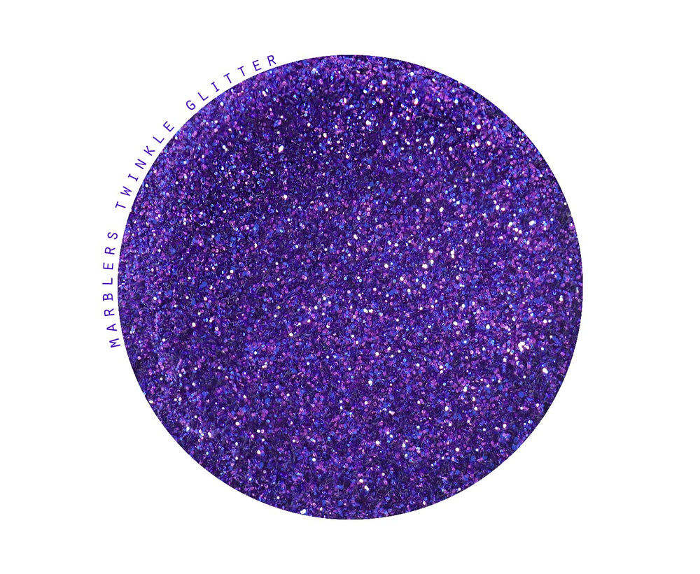 MARBLERS Twinkle Glitter Pansy Purple for eyeshadow and body sparkle on skin.