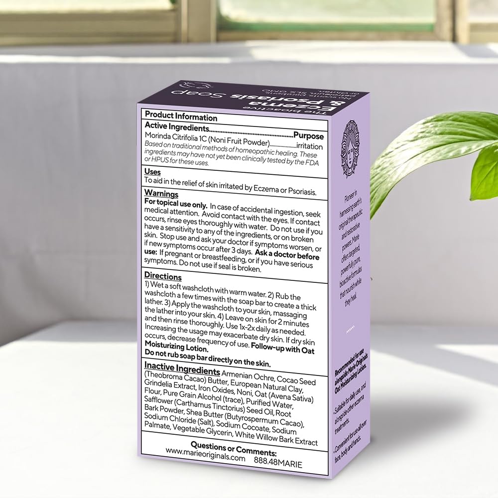 Marie Originals eczema face soap bar lather demonstrates gentle foam for daily cleansing.