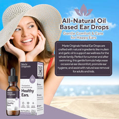 Marie Originals natural ear oil drops pack showcases herbal formula for soothing ear care