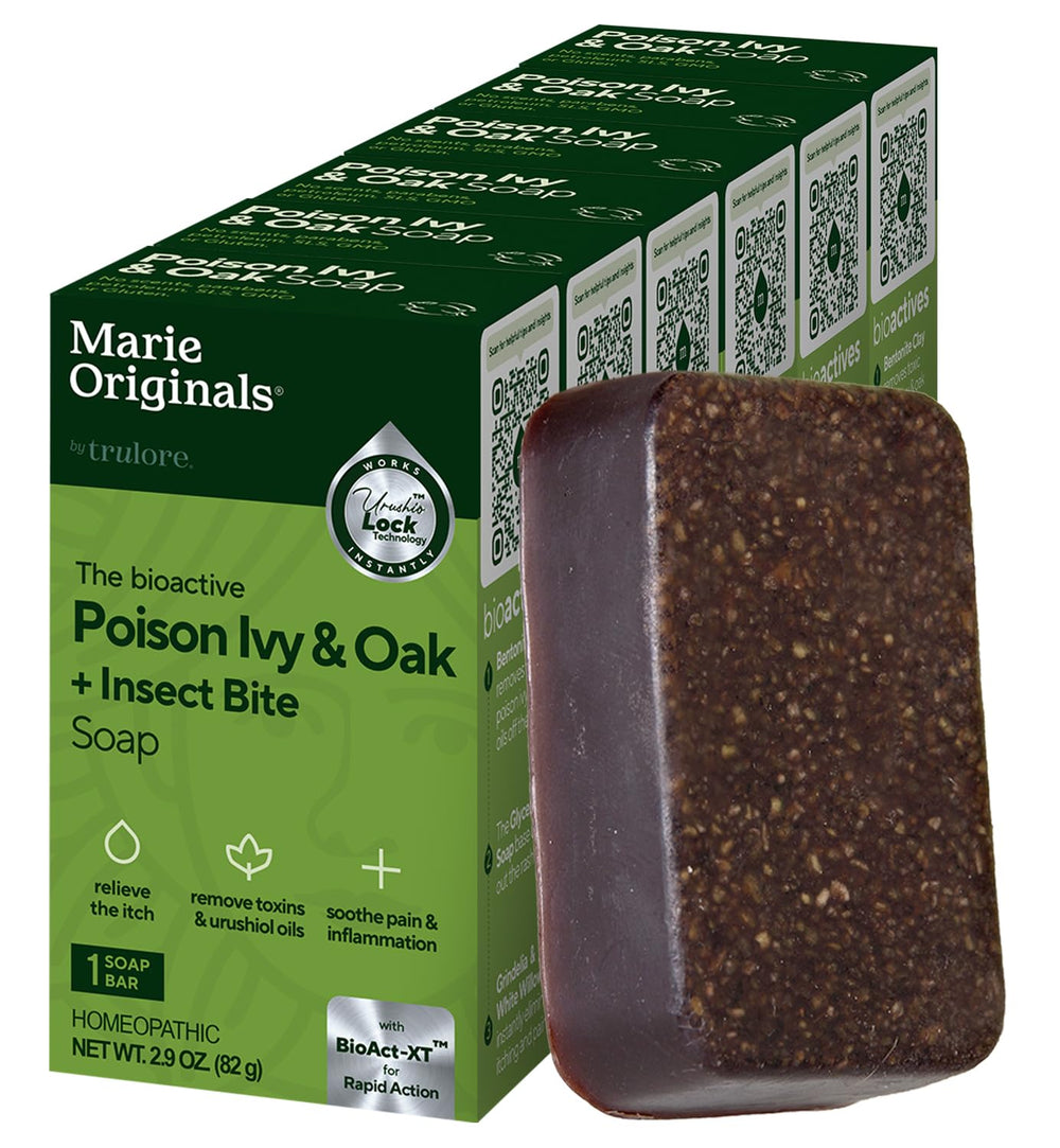Marie Originals Poison Ivy Soap Bar pack shot shows natural plant-based formula for itch relief.