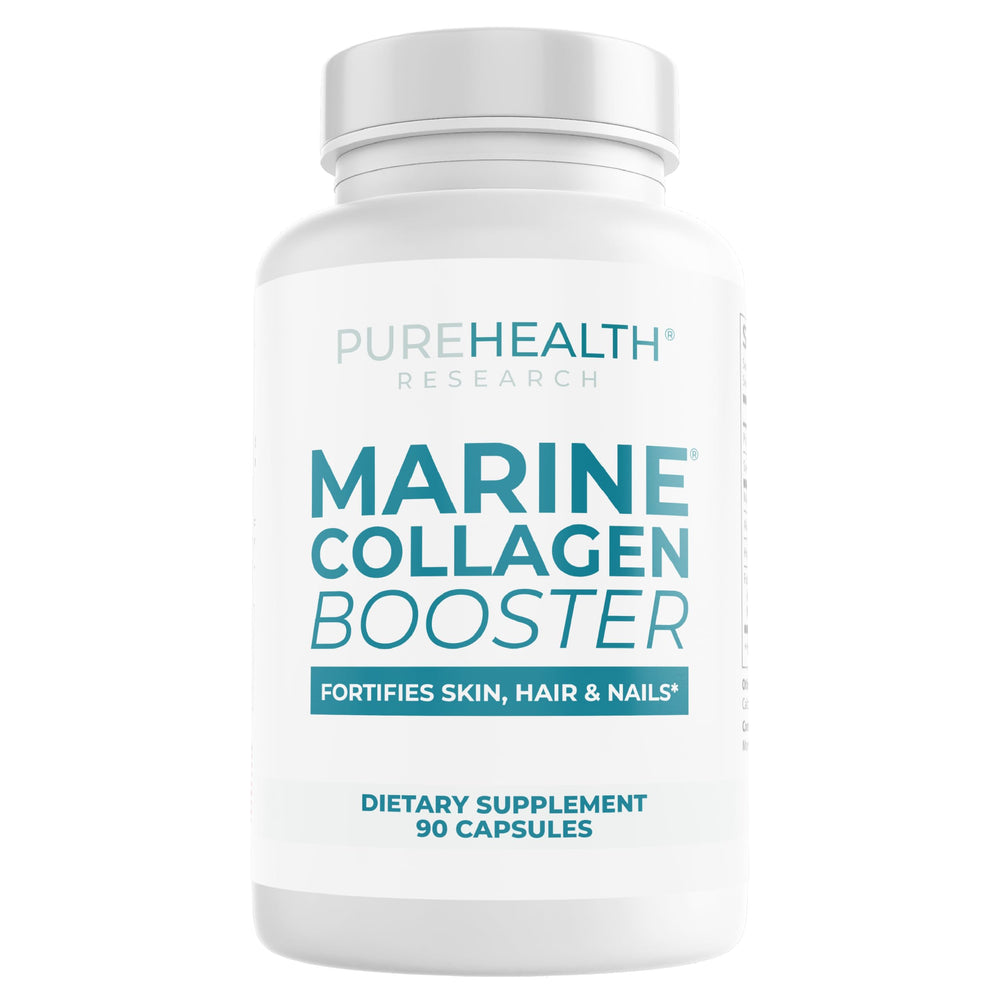Front label of Marine Collagen Booster bottle with Hyaluronic Acid
