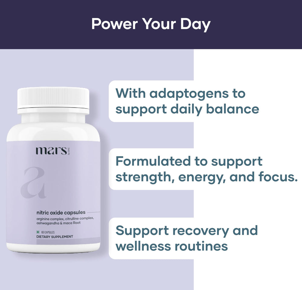 Front view of Mars Nitric Oxide Capsules bottle