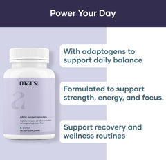 Front view of Mars Nitric Oxide Capsules bottle