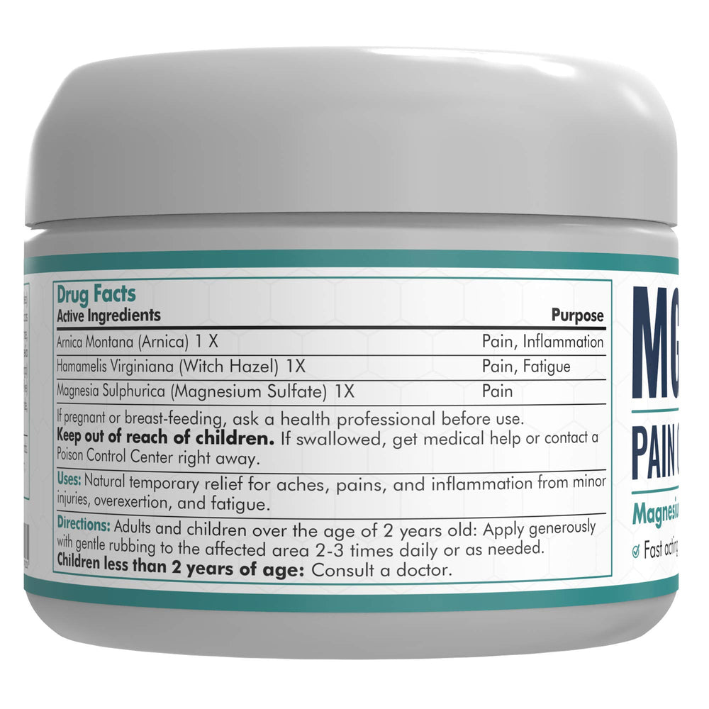 Mars Wellness MG+ Pain Cream 4oz tub shot promoting versatile home-use relief after workouts
