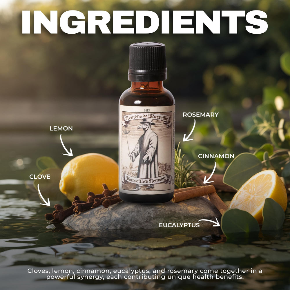 Glass bottle of Thieves Oil essential oil blend